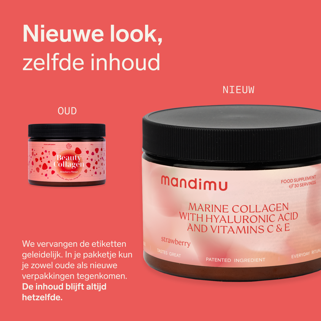 Premium collageen met hyaluronzuur, vit. C en 8 bestanddelen voor mooie haren, nagels en huid (aardbeiensmaak) 🍓