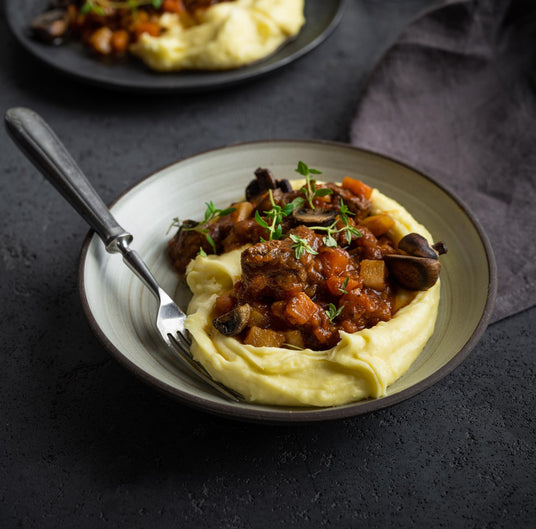 Ragout met wortelgroente en wijnazijn