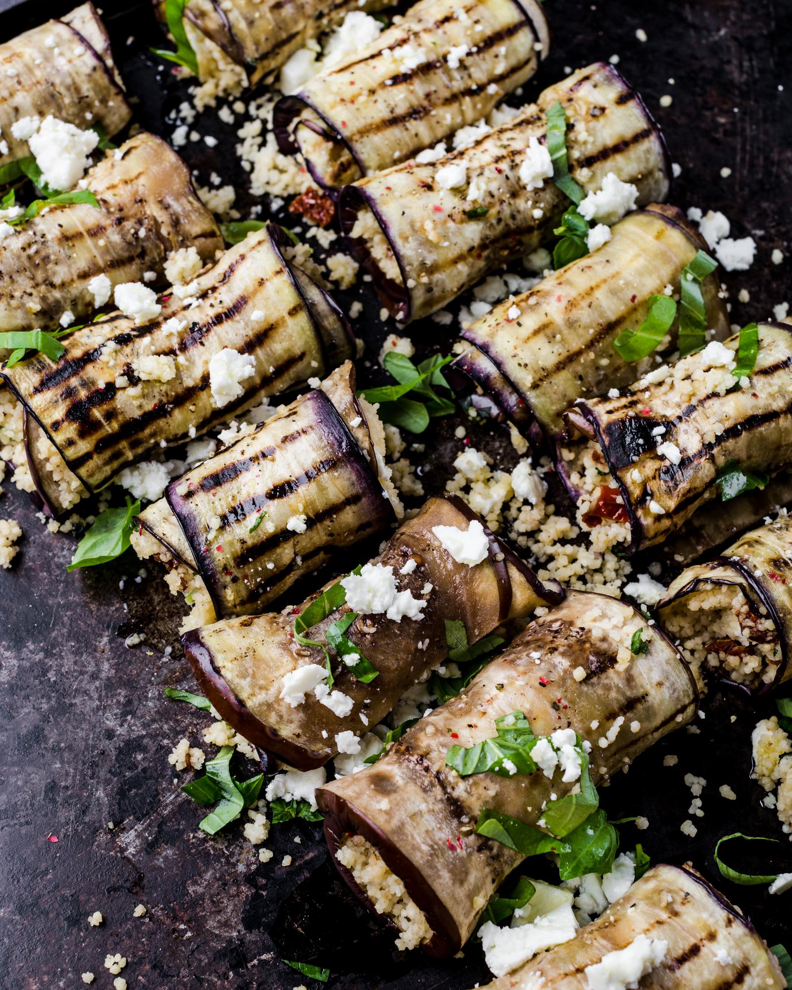 Auberginerolletjes met couscous