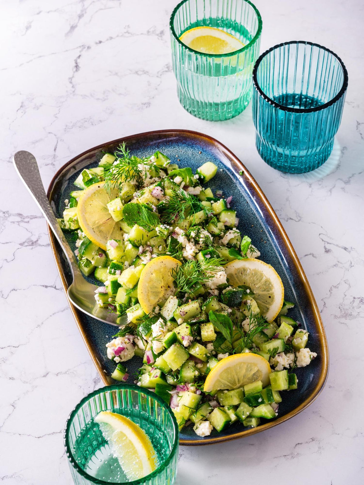 Egyptische komkommersalade met balkan-kaas