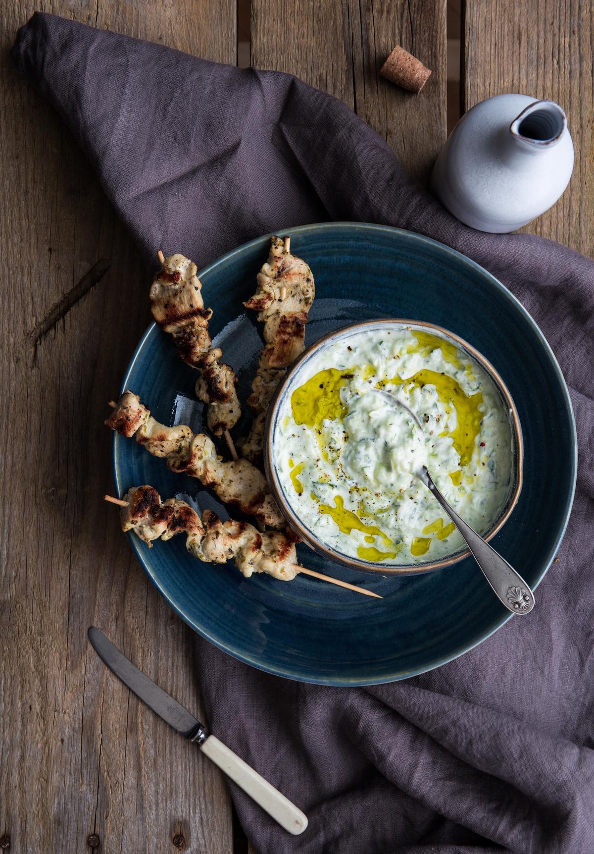 Kipspiesjes met tzatziki