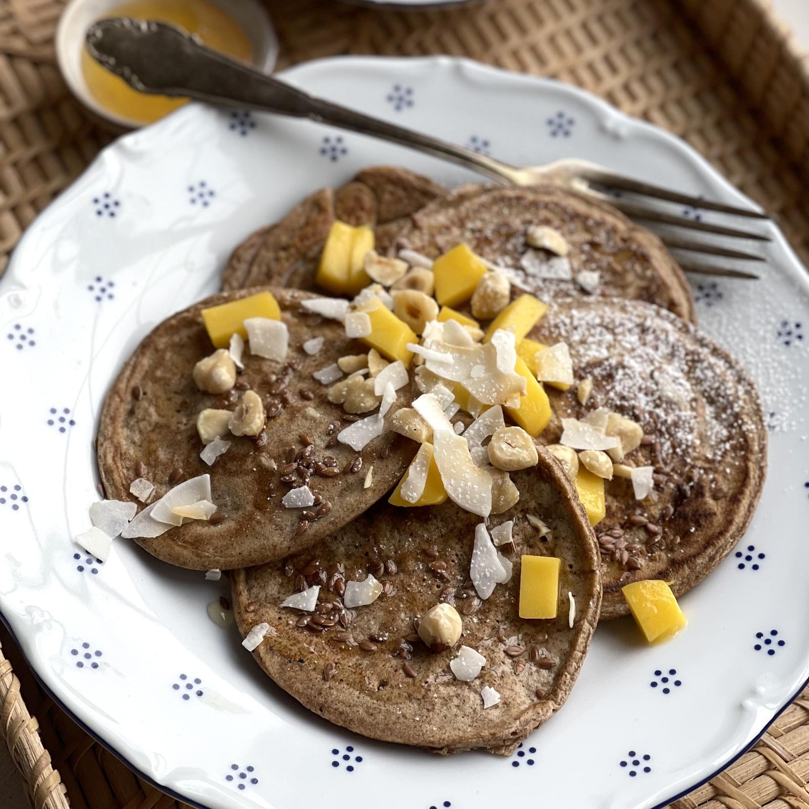 Amandel drie-in-de-pan met lijnzaad