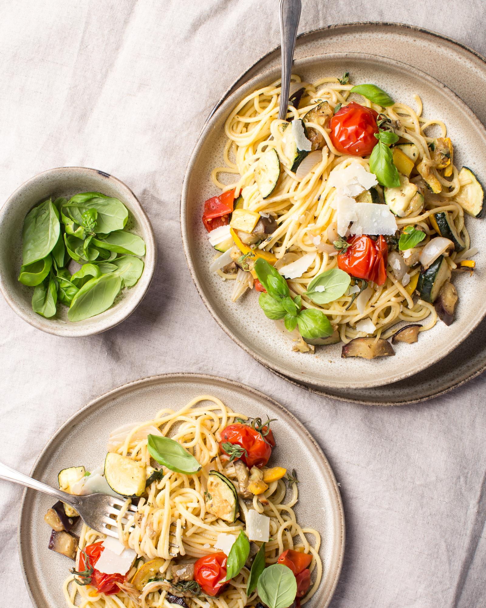 Pasta met geroosterde groenten
