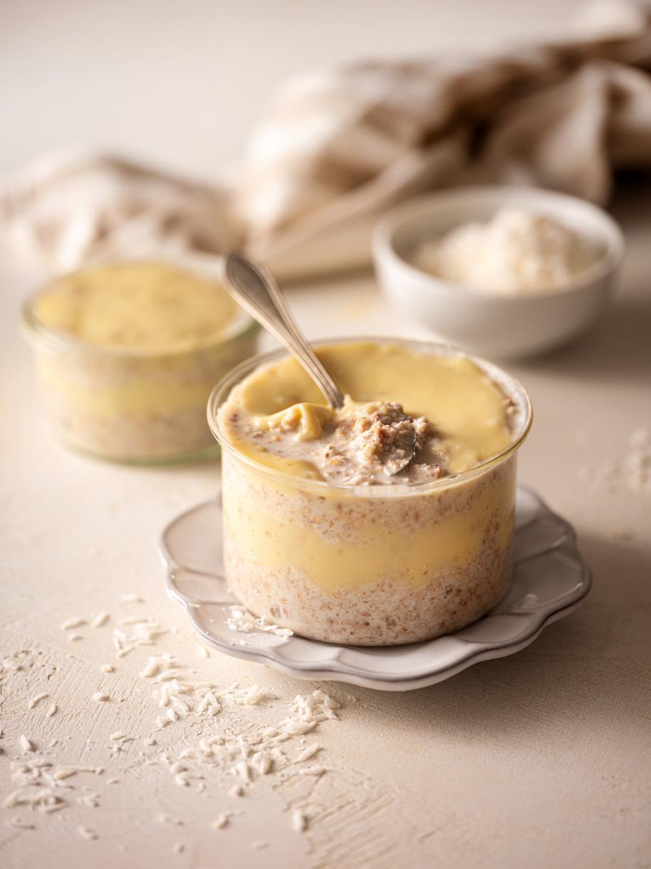 Havermoutpap met witte chocolade en kokos