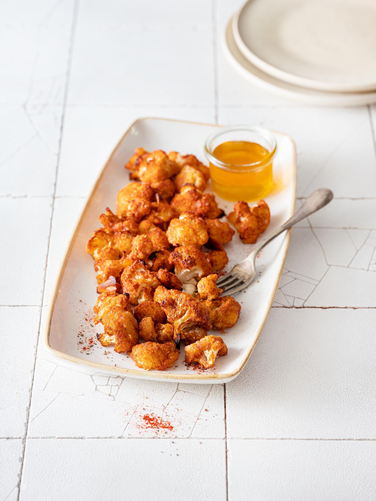 Geroosterde bloemkool met honing, knoflook en chilli
