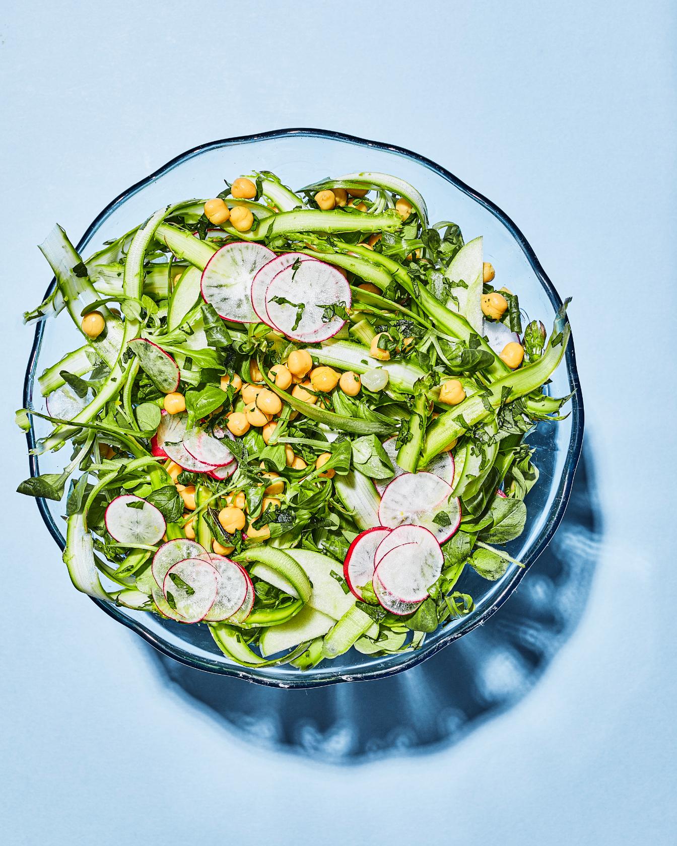 Salade met asperges en groen appel