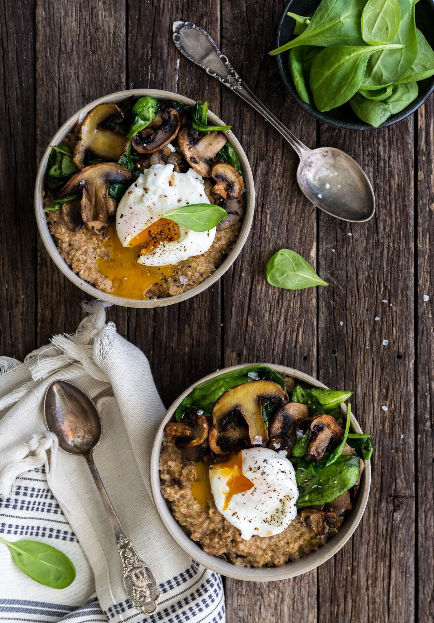 Hartige havermout met champignons