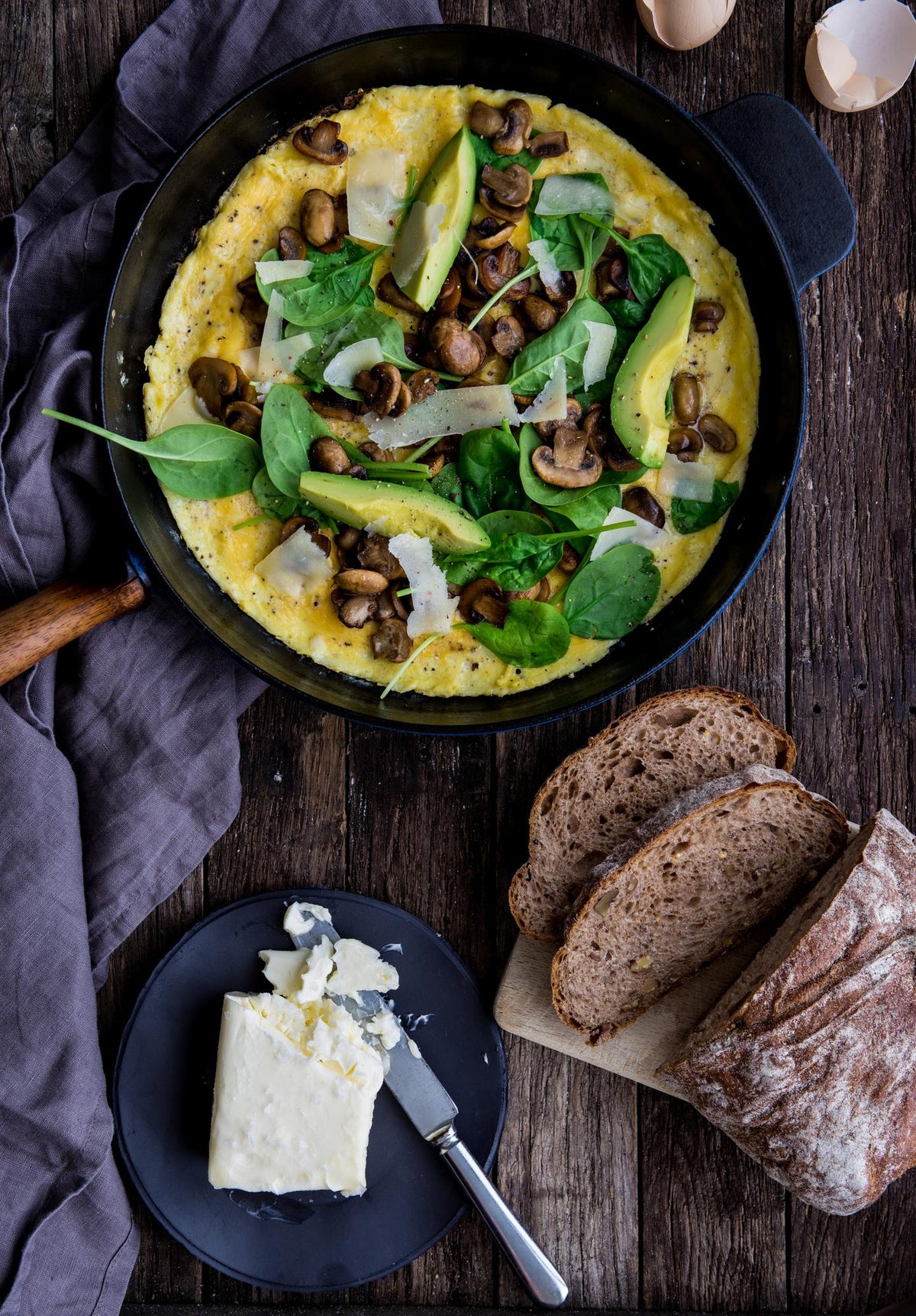 Spinazie-omelet met champignons