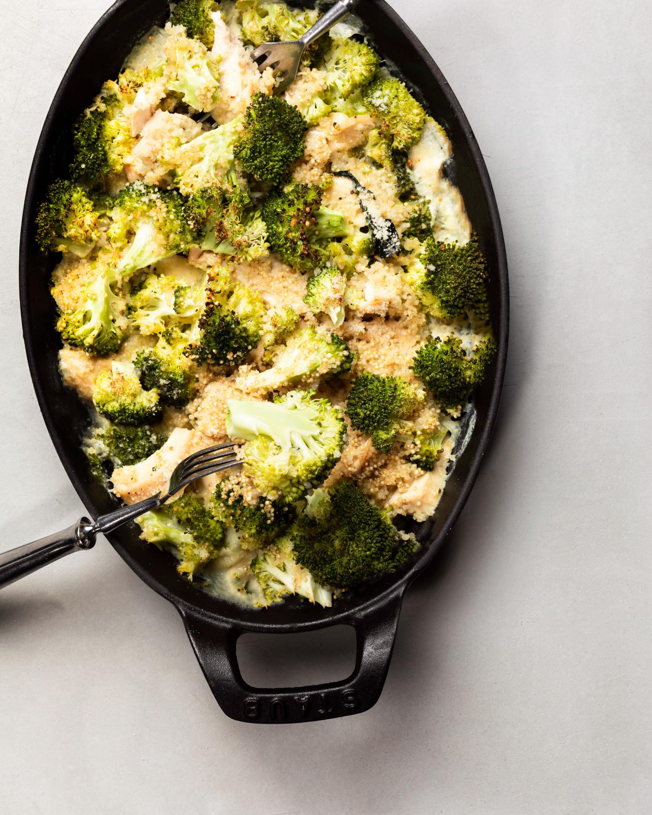 Gegratineerde broccoli met quinoa