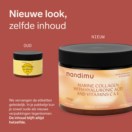 Gehydrolyseerd viscollageen met hyaluronzuur en vitamine C en E (mangosmaak)