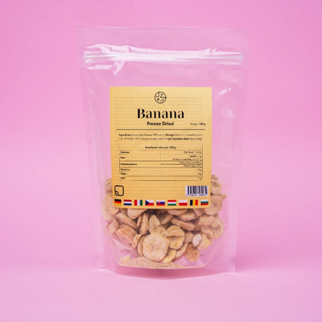 Set van 4 gevriesdroogde vruchten – aardbeien, frambozen, bananen, mango 🍓🍌🥭