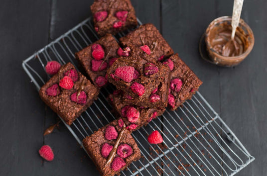 Bonenbrownies met frambozen