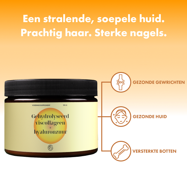 Gehydrolyseerd viscollageen met hyaluronzuur en vitamine C en E (mangosmaak)