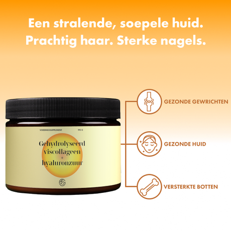 Gehydrolyseerd viscollageen met hyaluronzuur en vitamine C en E (mangosmaak)