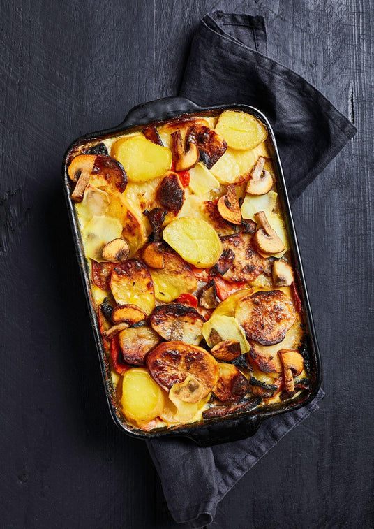 Gebakken aardappelen met champignons