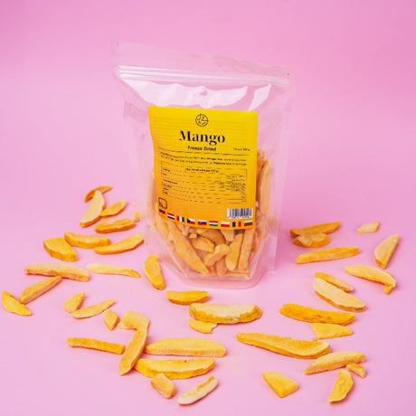 Set van 4 gevriesdroogde vruchten – aardbeien, frambozen, bananen, mango 🍓🍌🥭