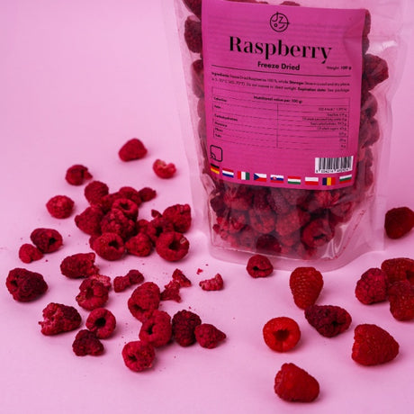 Set van 4 gevriesdroogde vruchten – aardbeien, frambozen, bananen, mango 🍓🍌🥭